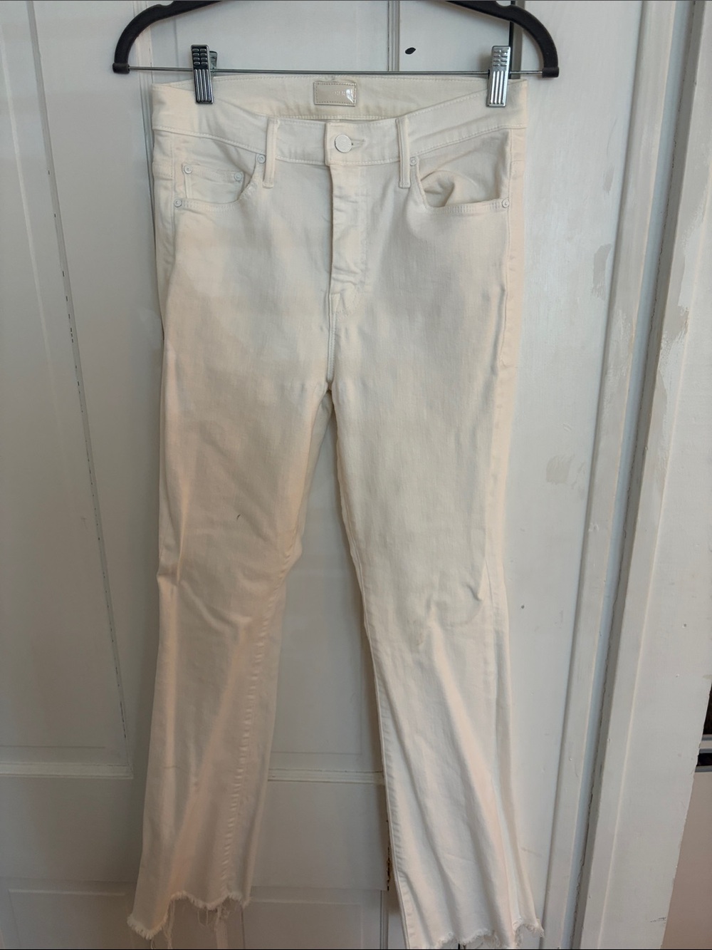 MOTHER Cream High-Rise Flare Jeans